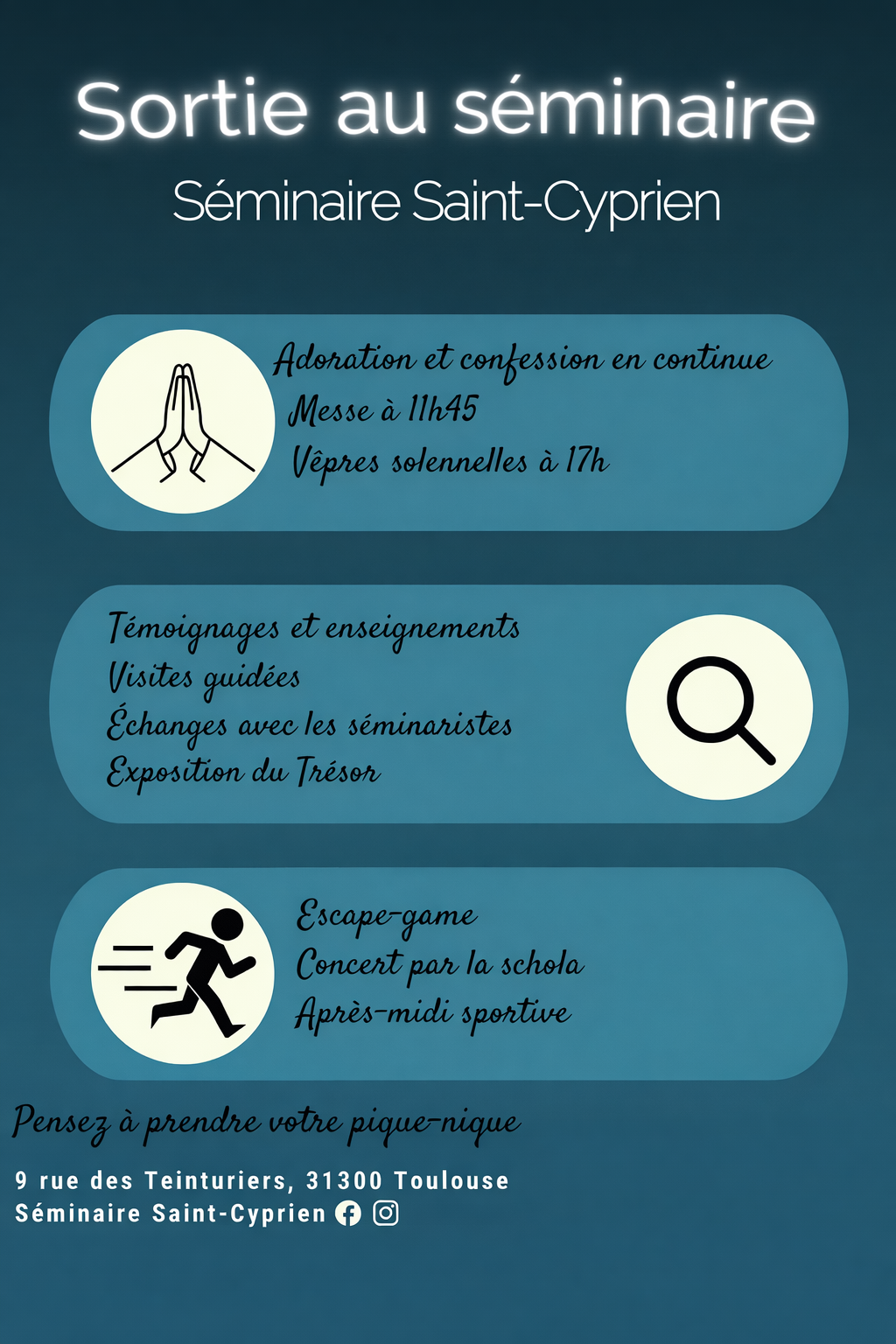 Retraite spirituelle de l'aumônerie (avec journée au séminaire)